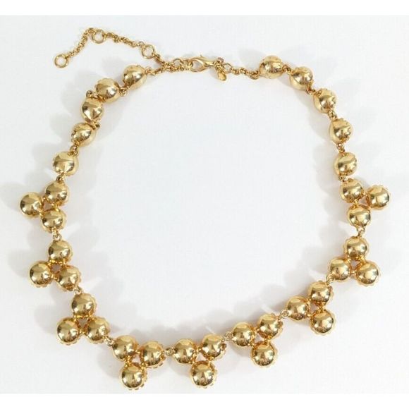 Marbled Beige Round Gold Tone Autumn Neutral Ann Taylor Bauble Necklace - Picture 3 of 12